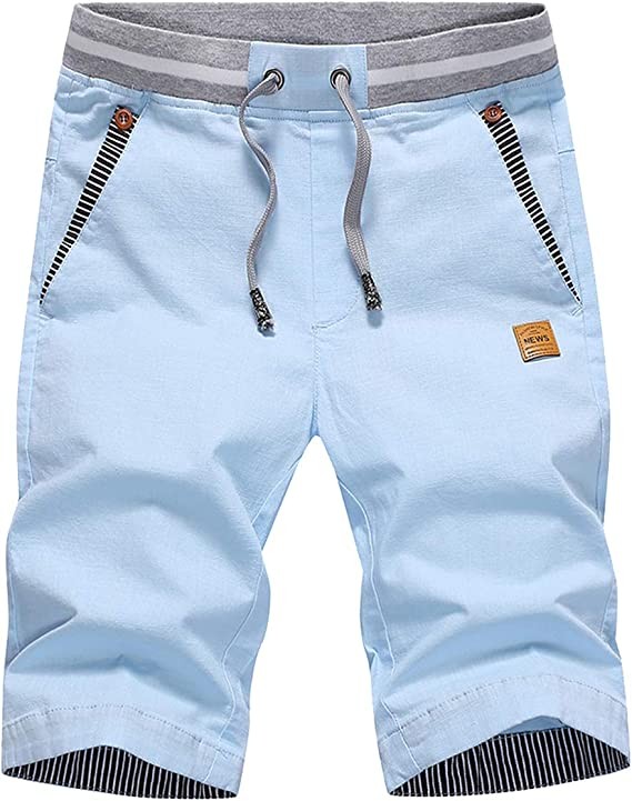 Tansozer Men's Shorts Casual Classic Drawstring Summer Beach Shorts with Elastic Waist and Pockets